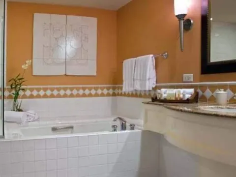 Deluxe Room Ocean View bathroom tub and vanity detail at Grand Wailea Maui.