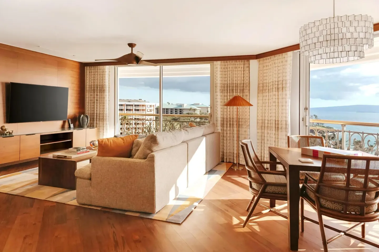 Grand Suite living and dining area with ocean views at Grand Wailea Maui.