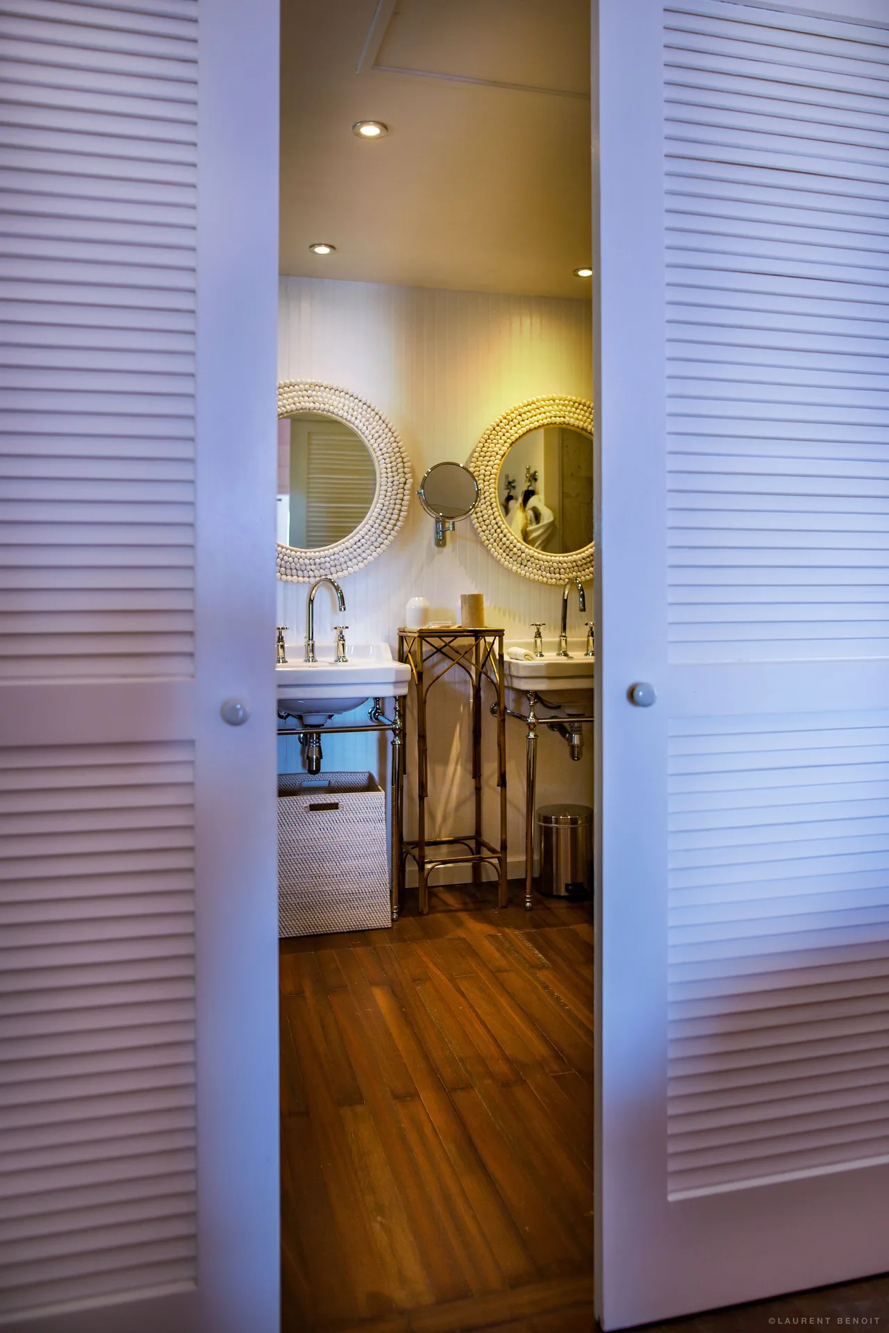 Family Suite bathroom with twin vanities at GYP SEA Saint Barth.