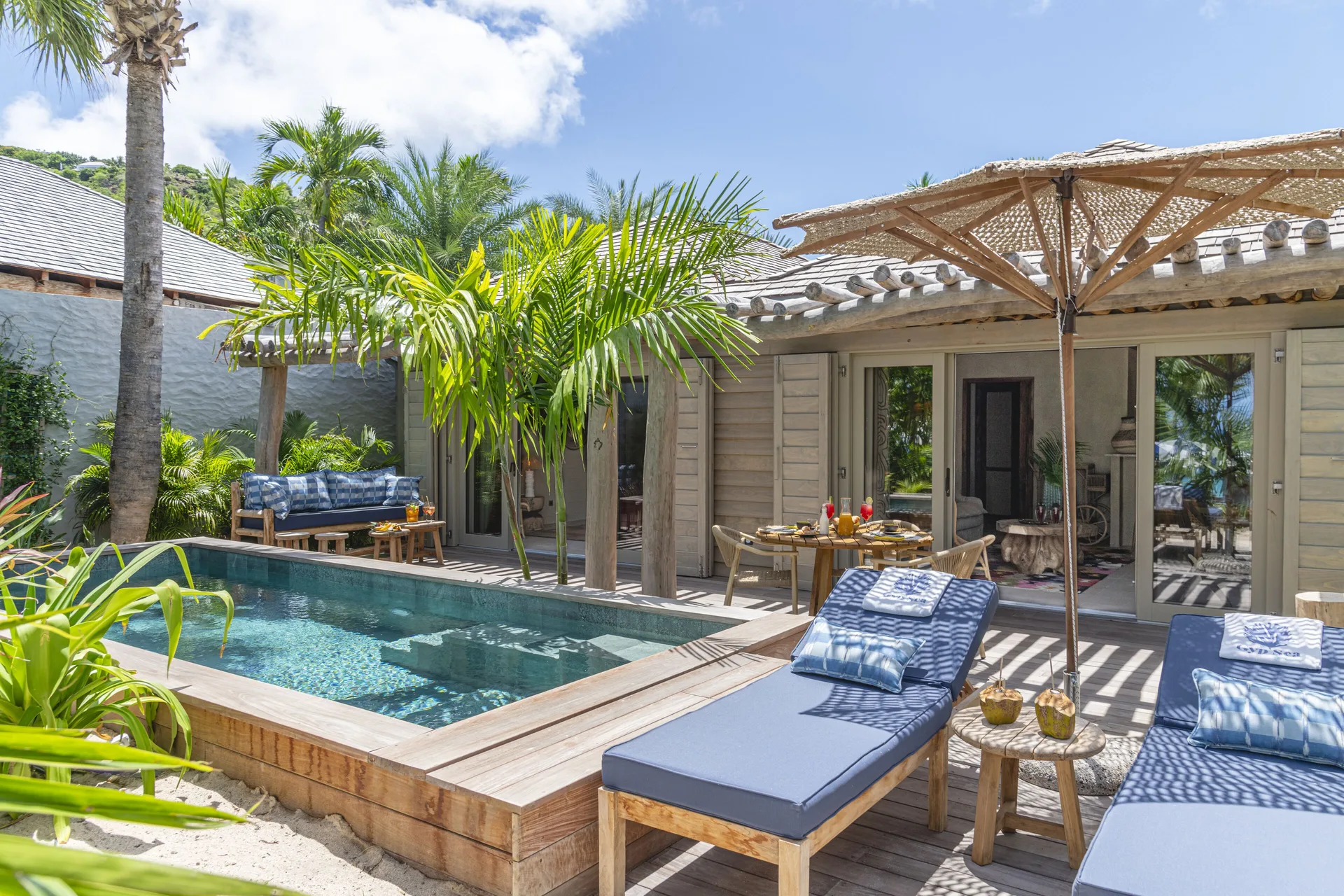 Private pool terrace at Sunset Corail Beach House at GYP SEA Saint Barth.