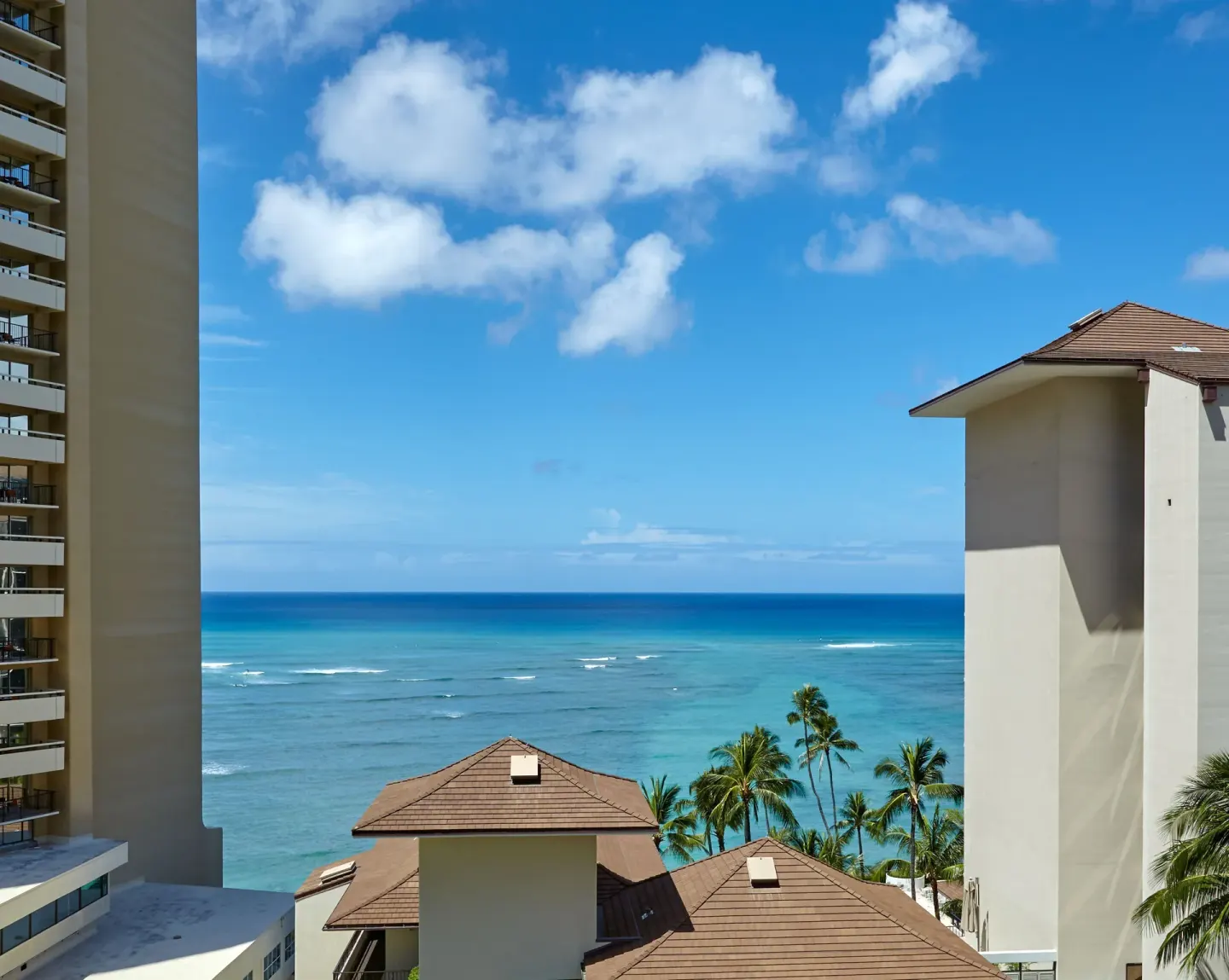 Ocean and Waikiki rooftops viewed from Halepuna Waikiki by Halekulani.