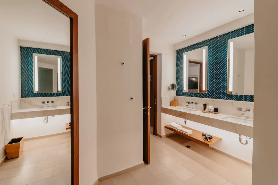 Accessible Caribbean Suite double vanity bathroom at Hard Rock Hotel & Casino Punta Cana.