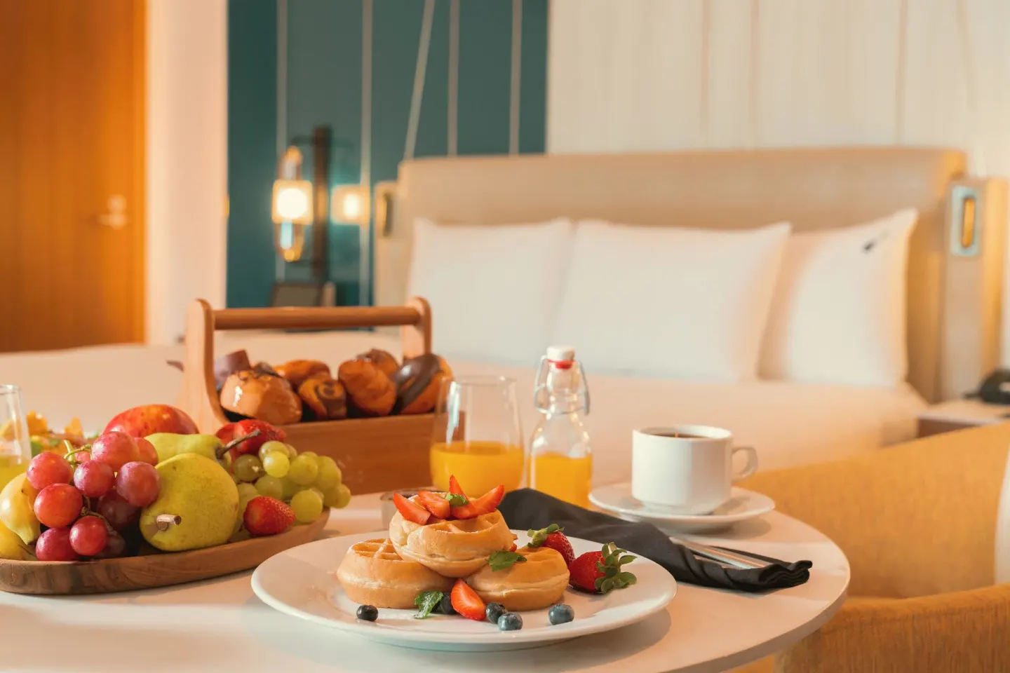 Breakfast set in a Caribbean Diamond room at Hard Rock Hotel & Casino Punta Cana.