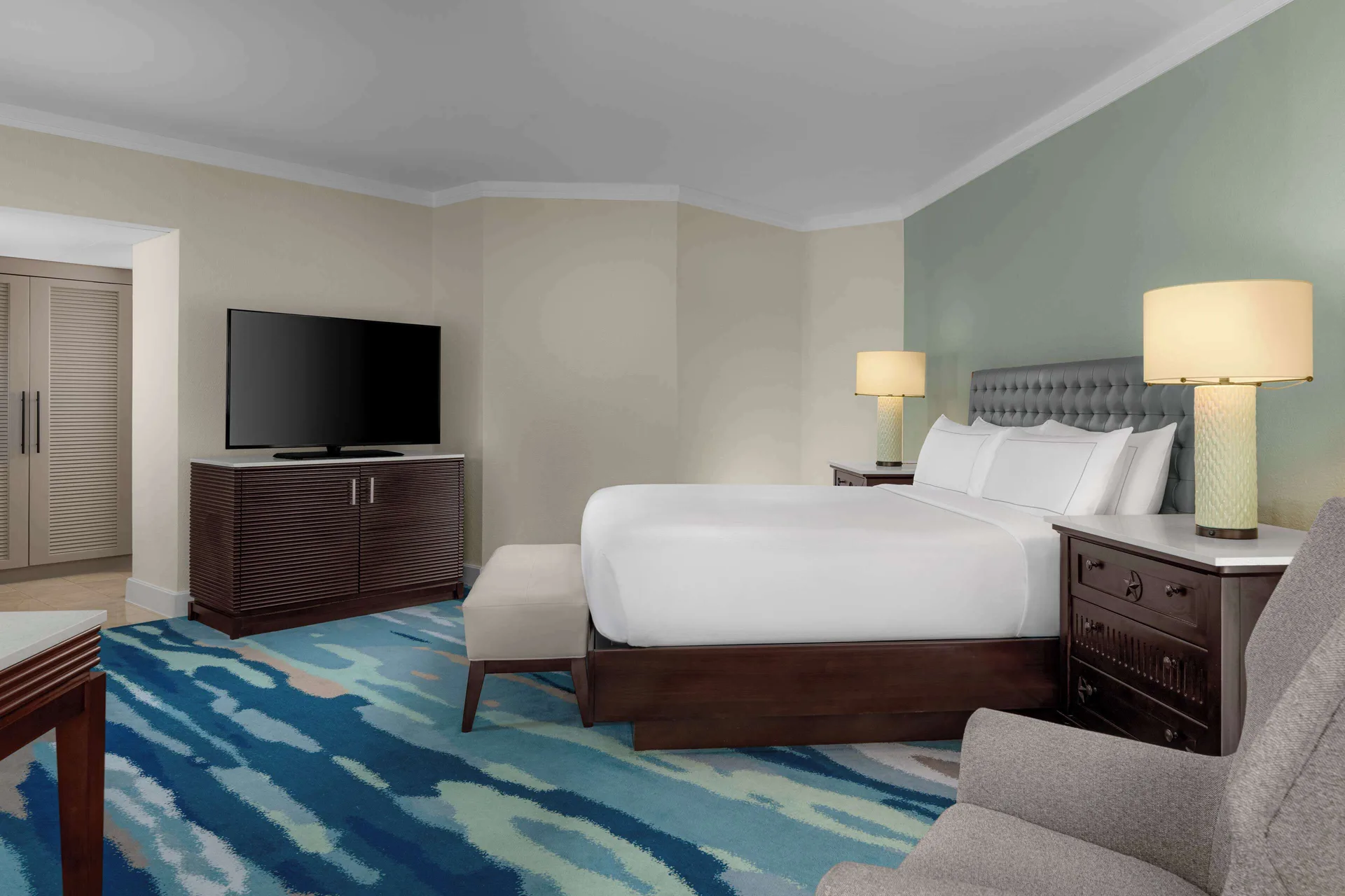 Club Room in the Aruba Tower with a king bed at Hilton Aruba Caribbean Resort and Casino.