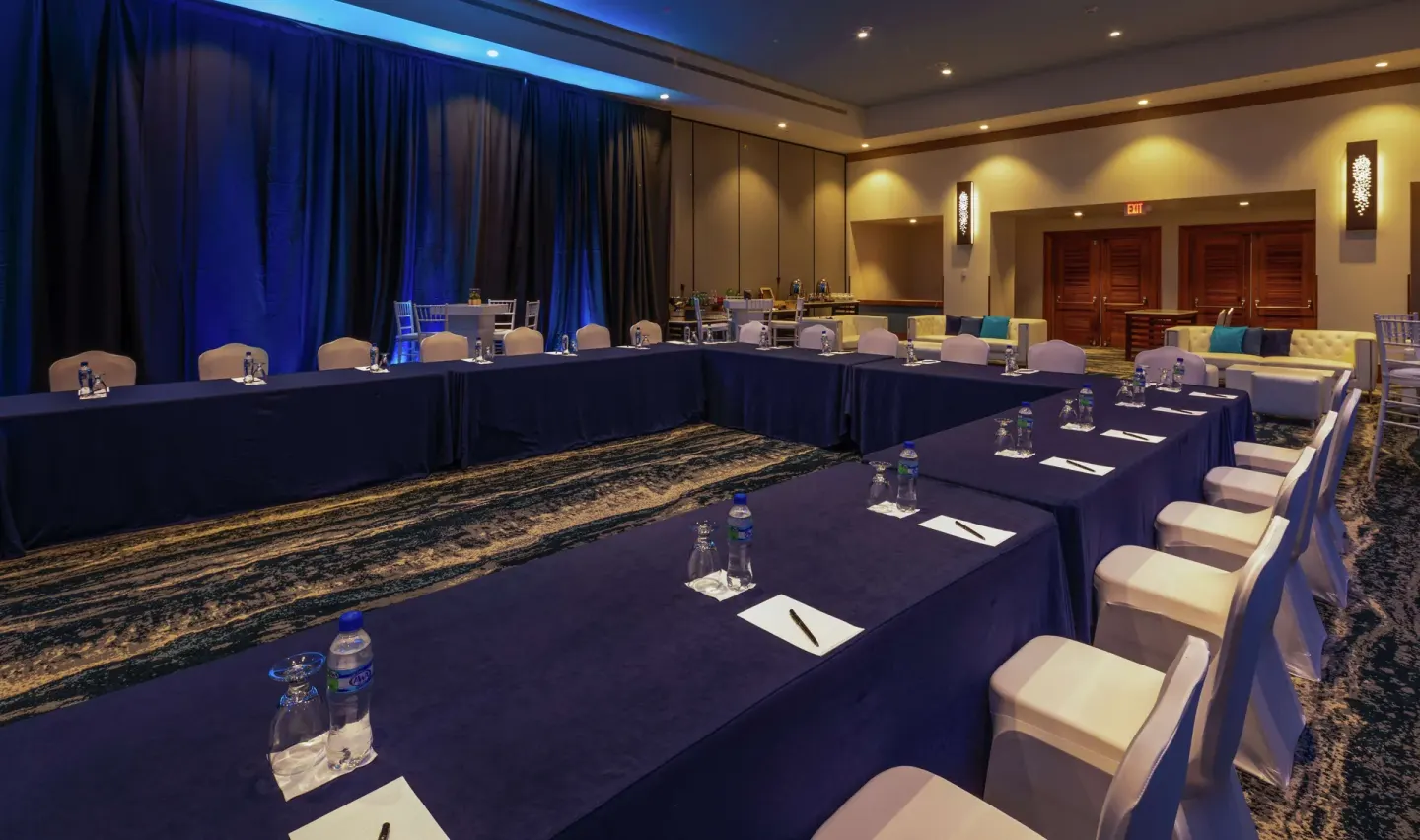 Meeting room in U-shape setup at Hilton Aruba Caribbean Resort and Casino.