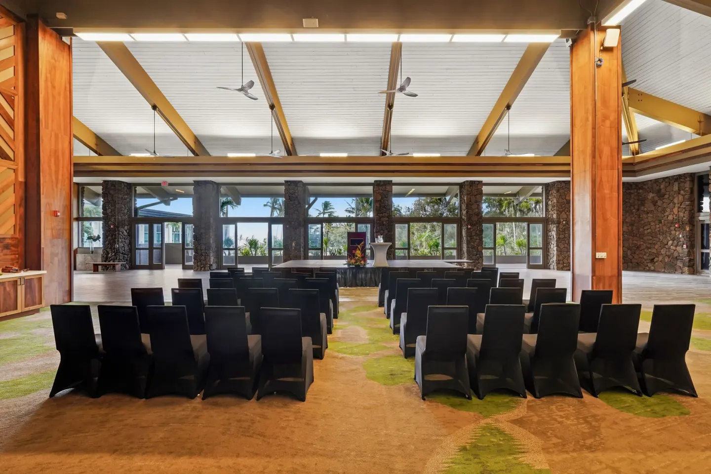 Theater-style event seating in a ballroom at Hilton Garden Inn Kauai Wailua Bay.