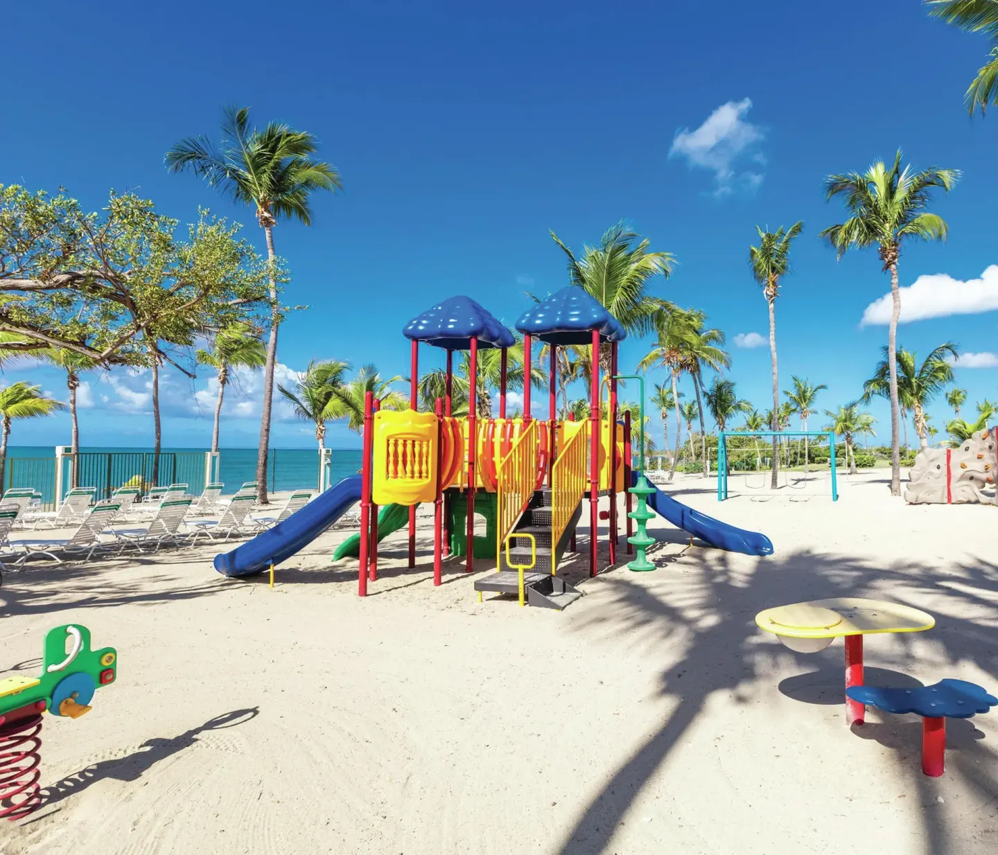 Children's playground by the beach at Hilton Ponce Golf & Casino Resort.