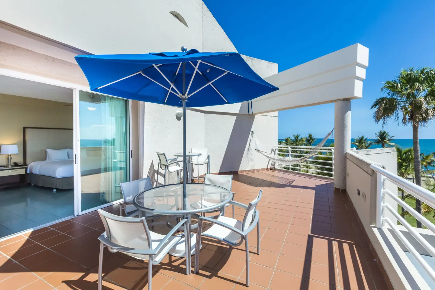 Private terrace for Caribbean Oceanview 1 at Hilton Ponce Golf & Casino Resort.