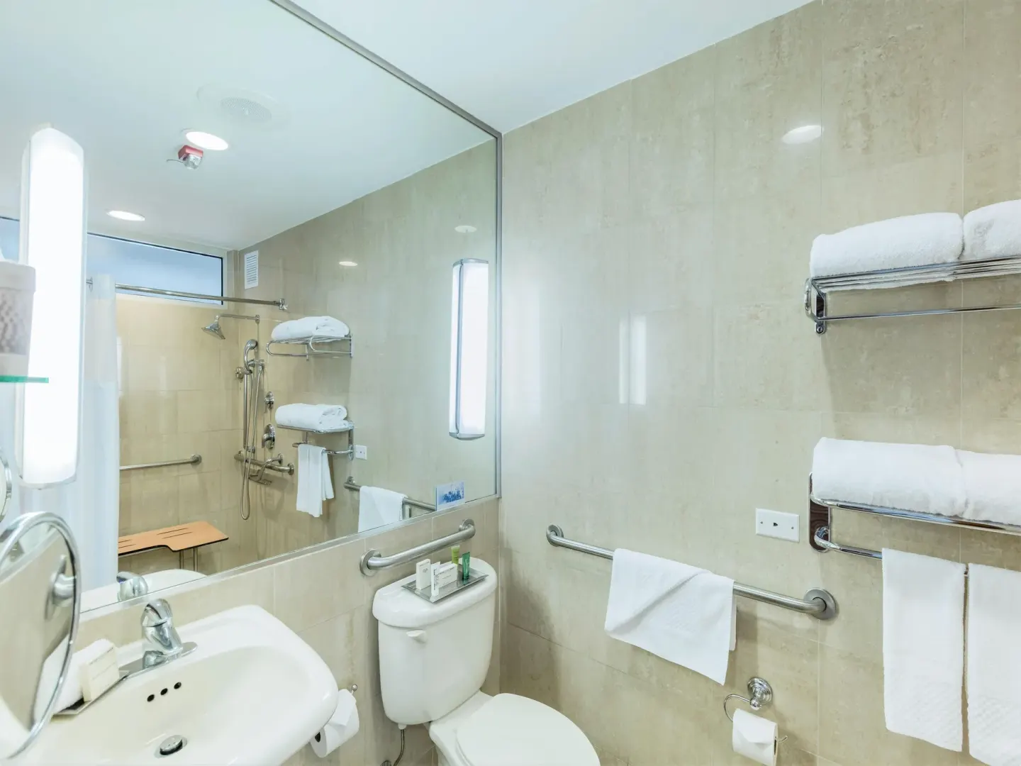 Accessible bathroom vanity and towels at Hilton Ponce Golf & Casino Resort.