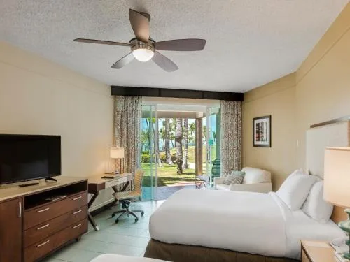 Ocean View mobility access king room with patio at Hilton Ponce Golf & Casino Resort.
