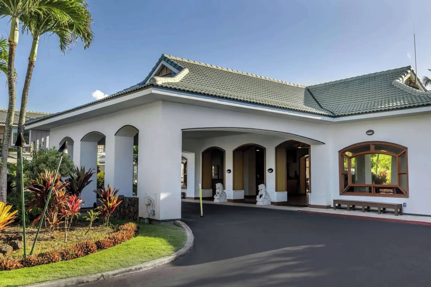 Covered entrance drive at Hilton Vacation Club The Point At Poipu Kauai.