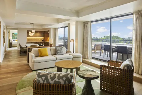 Presidential Suite Accessible living and dining area at Hilton Waikoloa Village.