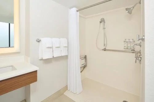 Accessible roll-in shower bathroom at Holiday Inn Express Waikiki.