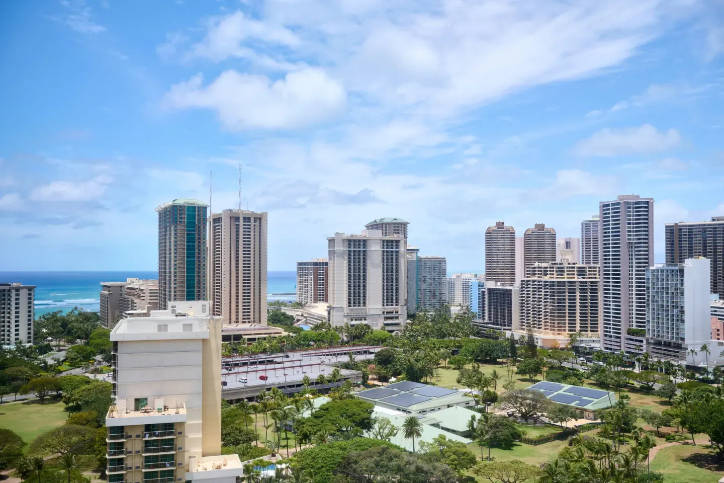 Waikiki skyline and partial ocean view from Holiday Inn Express Waikiki.