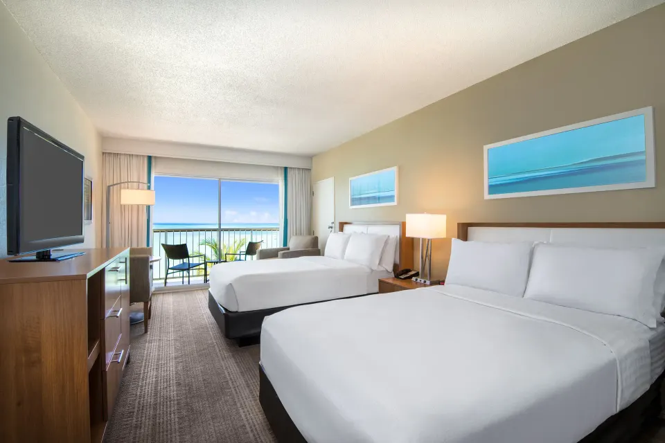 Standard Room with two beds and oceanfront balcony at Holiday Inn Resort Aruba - Beach Resort & Casino.