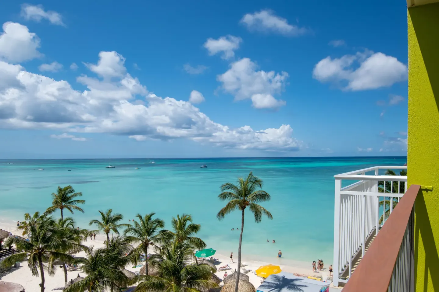 Ocean and beach view from a guest balcony at Holiday Inn Resort Aruba - Beach Resort & Casino.