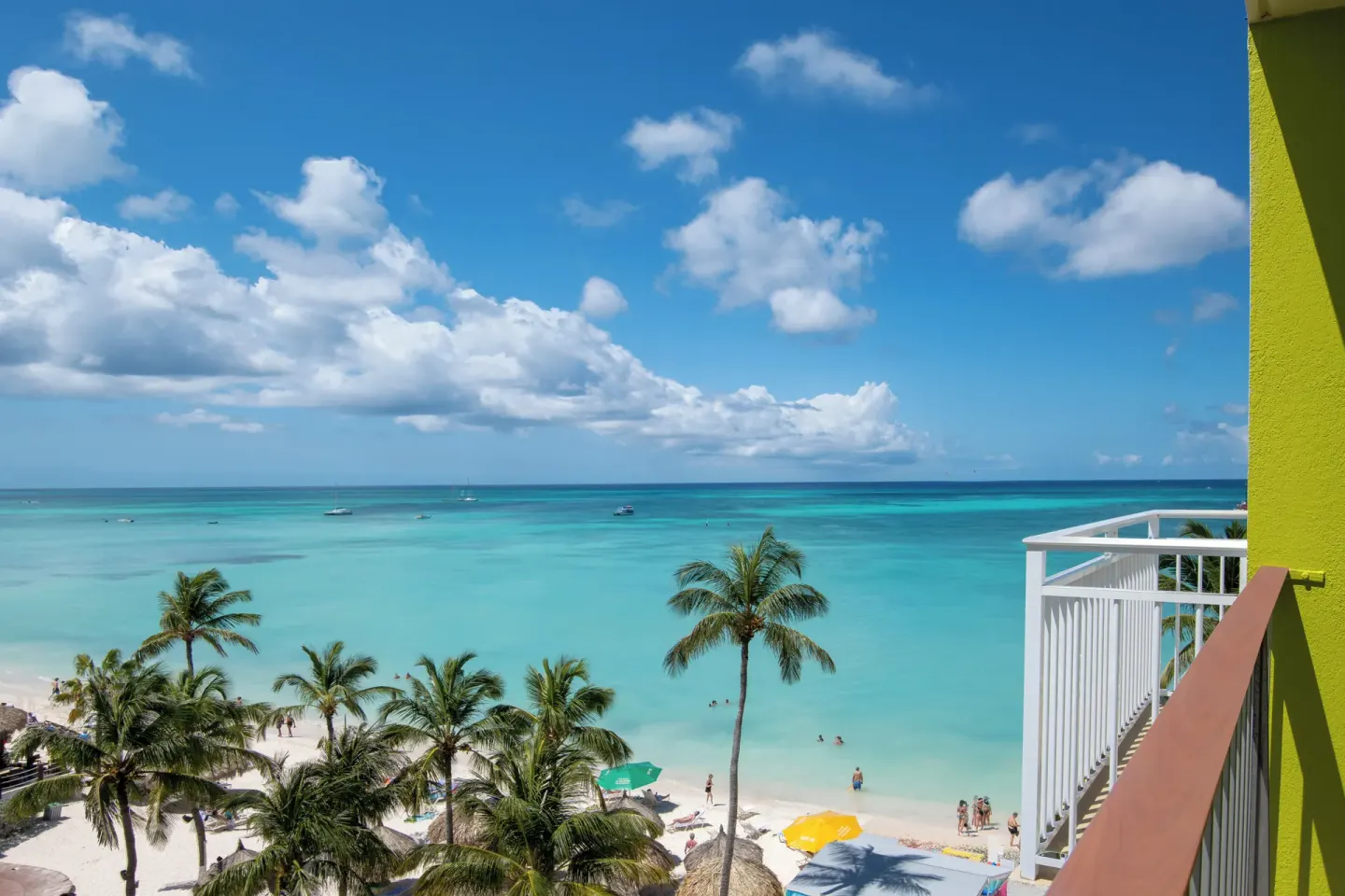 Partial ocean view from a guest room balcony at Holiday Inn Resort Aruba - Beach Resort & Casino.