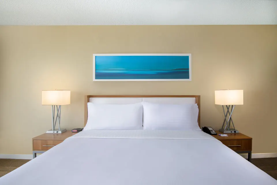 Standard Partial Ocean View king bed detail at Holiday Inn Resort Aruba - Beach Resort & Casino.