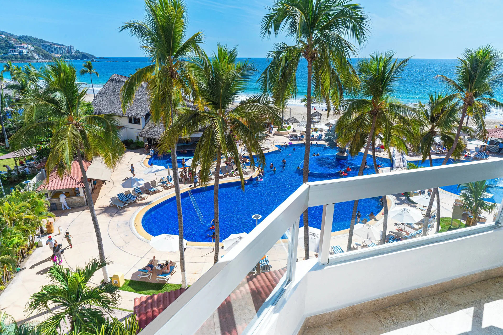 Krystal Ixtapa beachfront hotel with pools and ocean views along Playa El Palmar in Ixtapa, Mexico.