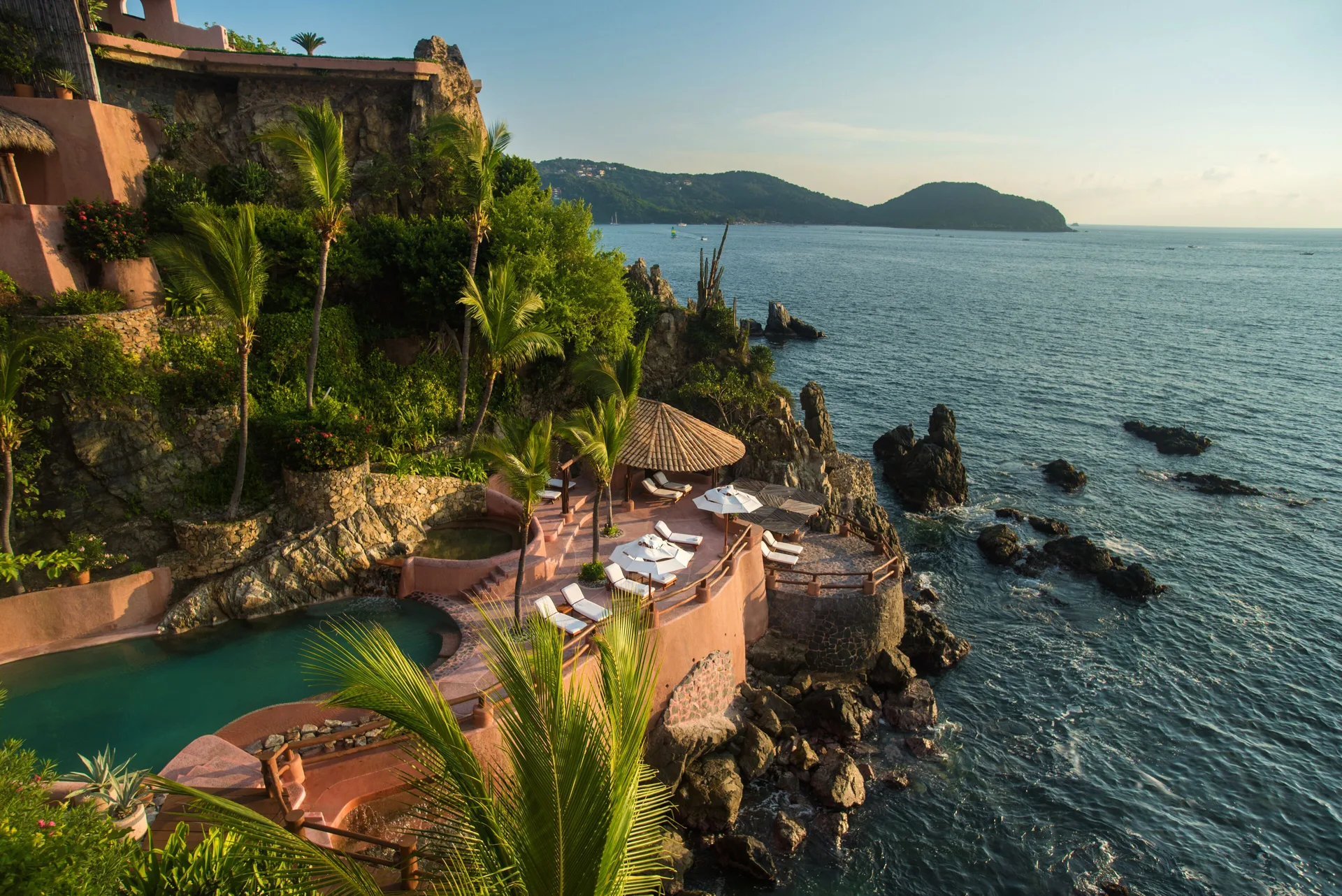 La Casa Que Canta romantic luxury resort with cliffside architecture and Zihuatanejo Bay views