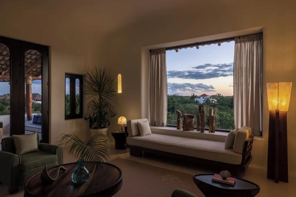 Sunlit sitting area with window daybed and views in The Hotel Esencia at Hotel Esencia
