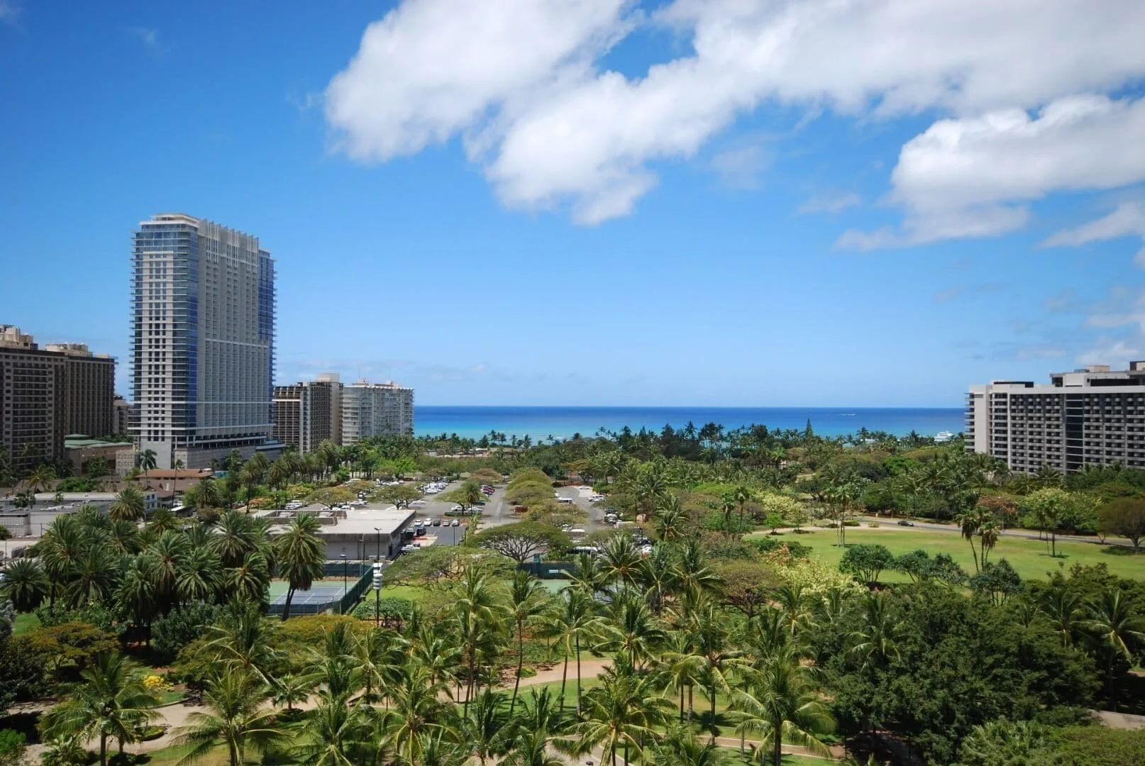 Ocean and city skyline view from Penthouse Hoku Skyline Direct Oceanview at Hotel La Croix.