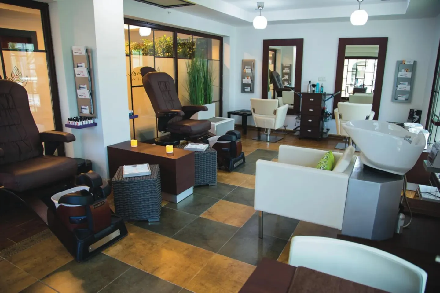 Spa pedicure chairs and salon stations at Hotel Riu Palace Aruba.