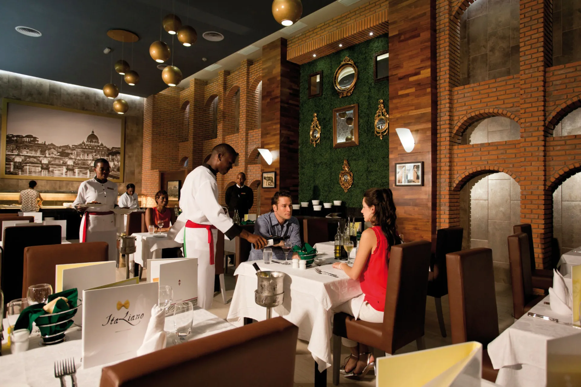 Guests are served in an Italian-style dining room at Hotel Riu Palace Jamaica.