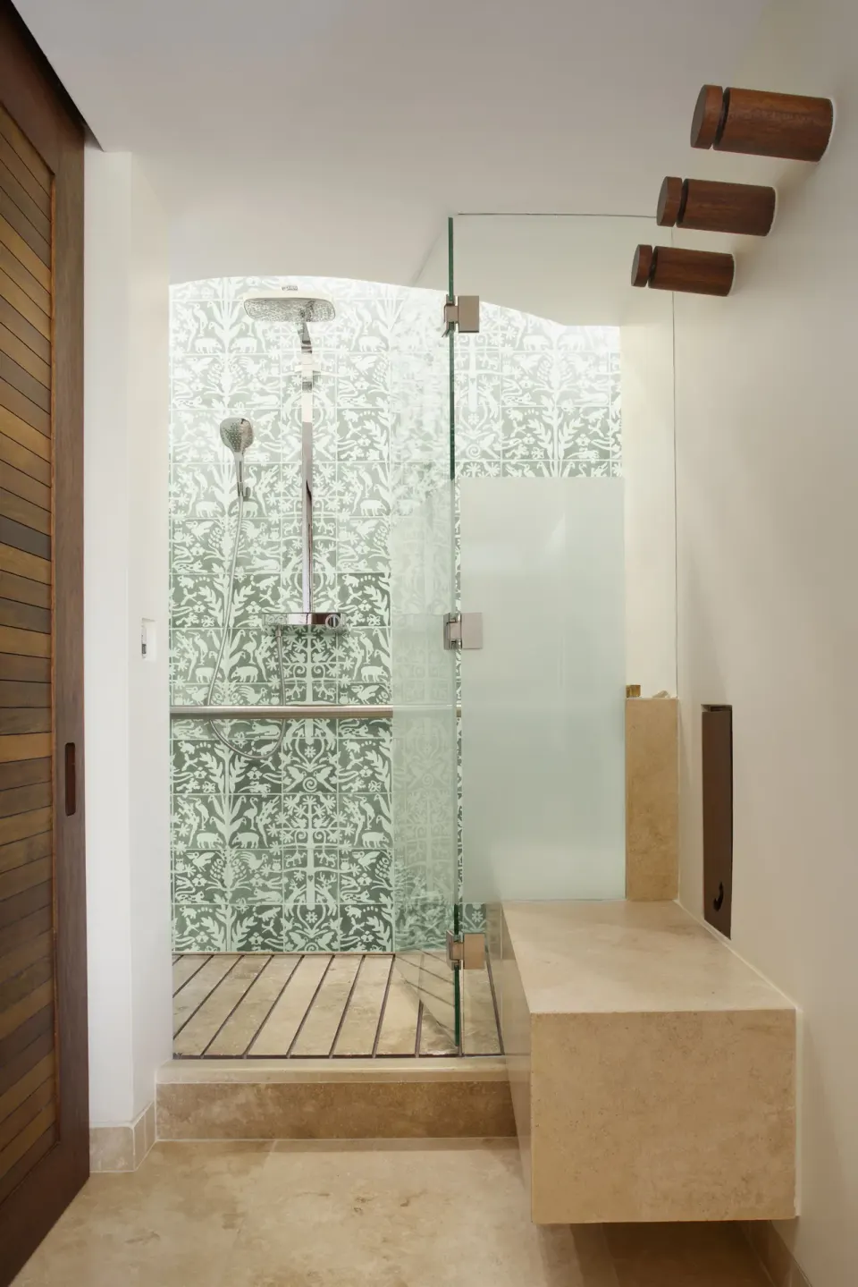 Junior Suite river spa bathroom shower with glass door at Hotel Xcaret Arte.