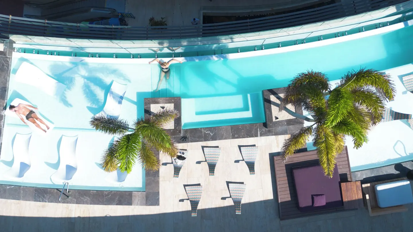 Aerial view of the rooftop pool at Hyatt Centric Playa del Carmen - Downtown House & Beach House.