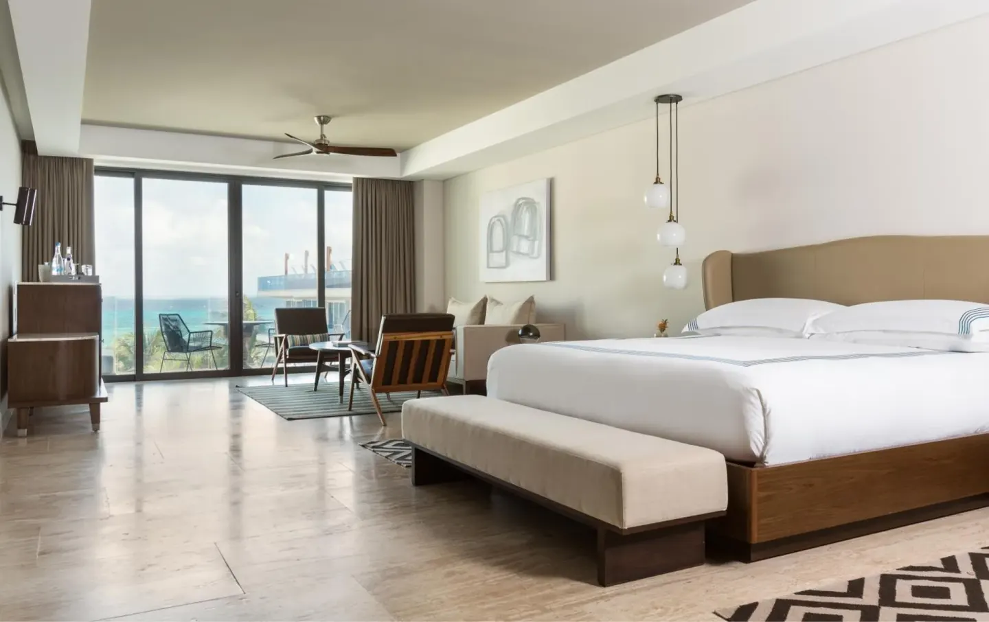 Suite Ocean View king bed and balcony at Hyatt Centric Playa del Carmen - Downtown House & Beach House.