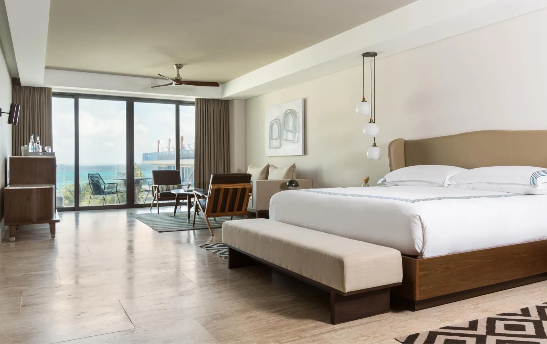 Suite Ocean View king bed and balcony at Hyatt Centric Playa del Carmen - Downtown House & Beach House.