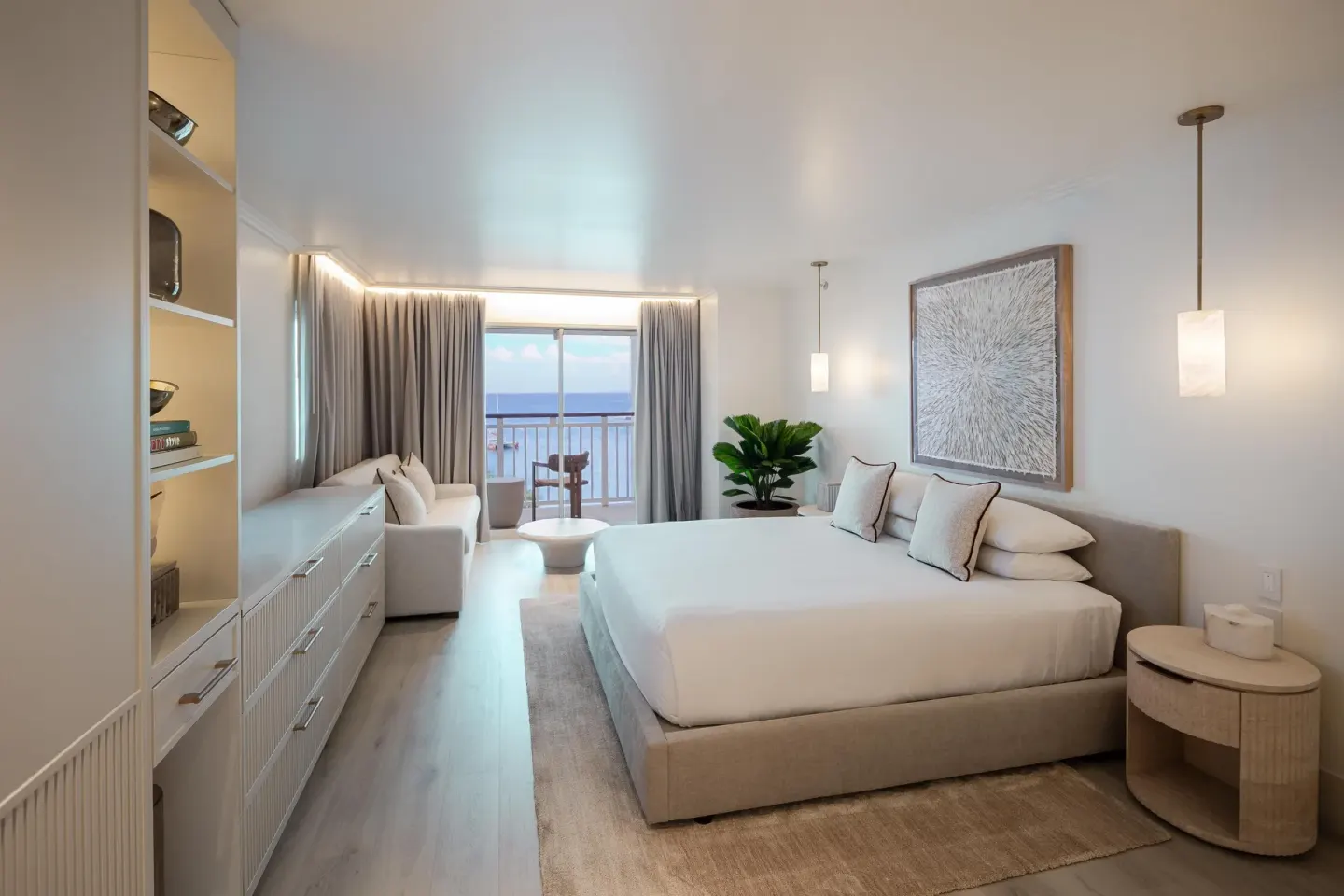 King guest room with balcony and ocean view at Hyatt Regency Aruba Resort and Casino.