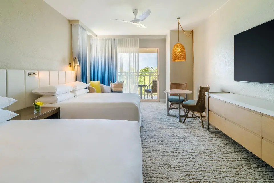 Two-bed resort-view room with balcony at Hyatt Regency Aruba Resort and Casino.