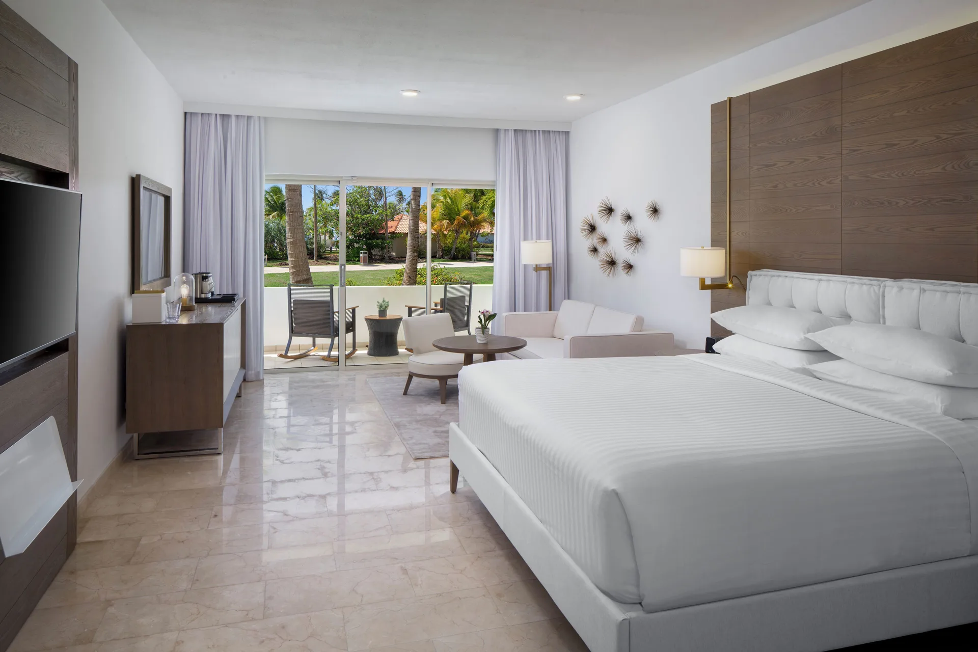 Deluxe Garden View king room with patio at Hyatt Regency Grand Reserve Puerto Rico.