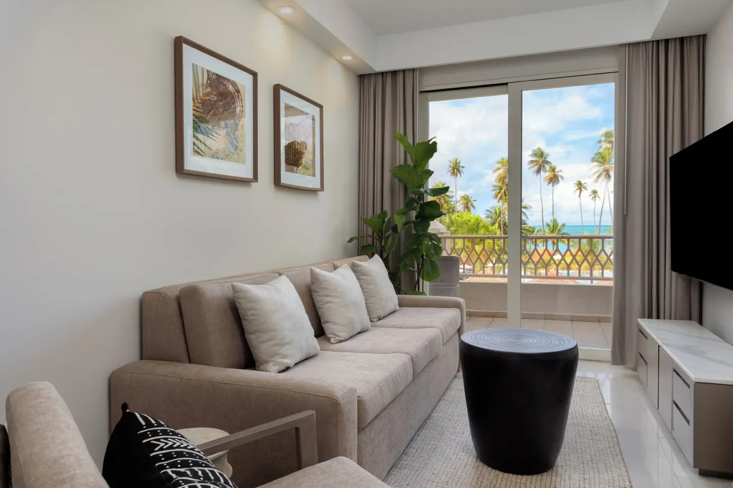 Deluxe Villa ocean-view living room with sofa at Hyatt Regency Grand Reserve Puerto Rico.