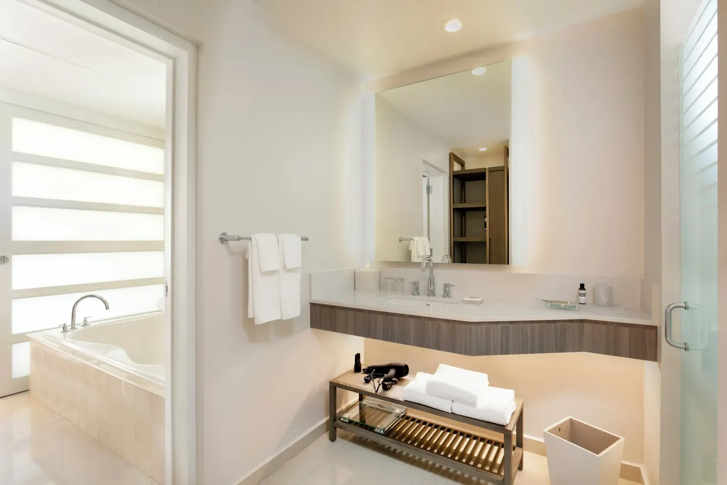 Deluxe Villa bathroom vanity and soaking tub at Hyatt Regency Grand Reserve Puerto Rico.