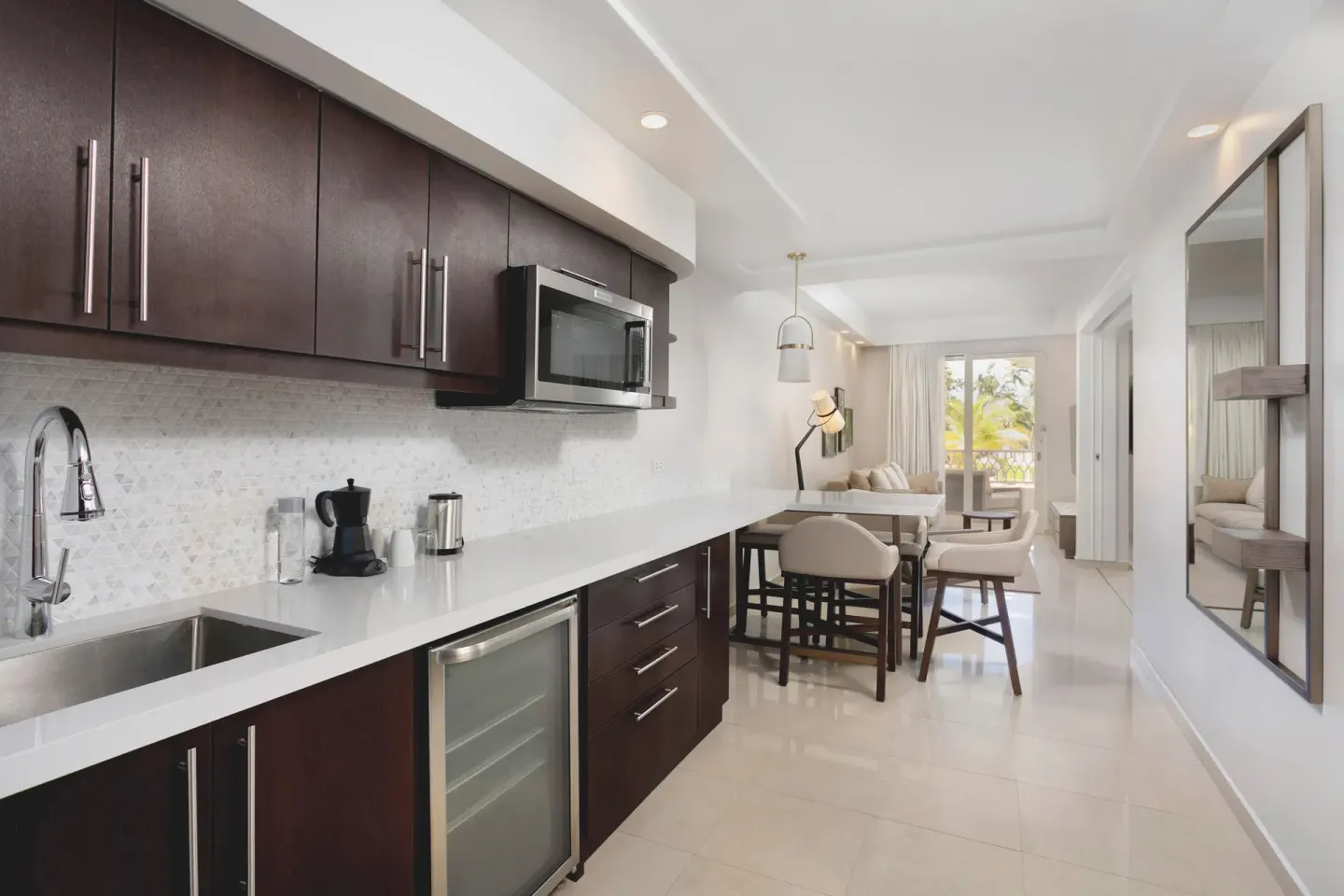Deluxe Villa kitchenette and living area at Hyatt Regency Grand Reserve Puerto Rico.