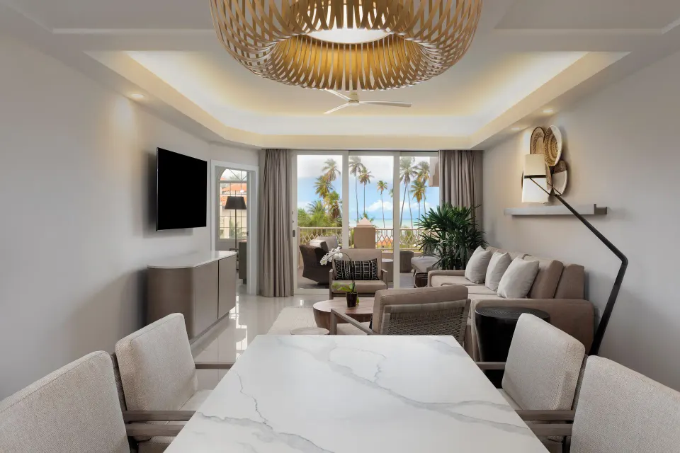 Premier Villa living and dining area with ocean view at Hyatt Regency Grand Reserve Puerto Rico.