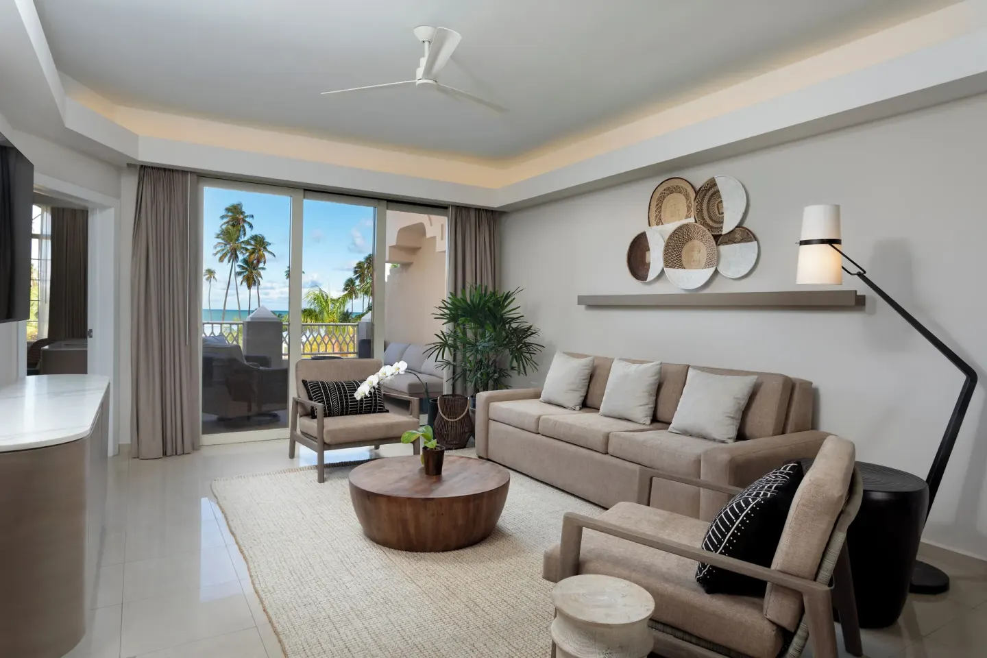 Premier Villa seating area and balcony ocean view at Hyatt Regency Grand Reserve Puerto Rico.