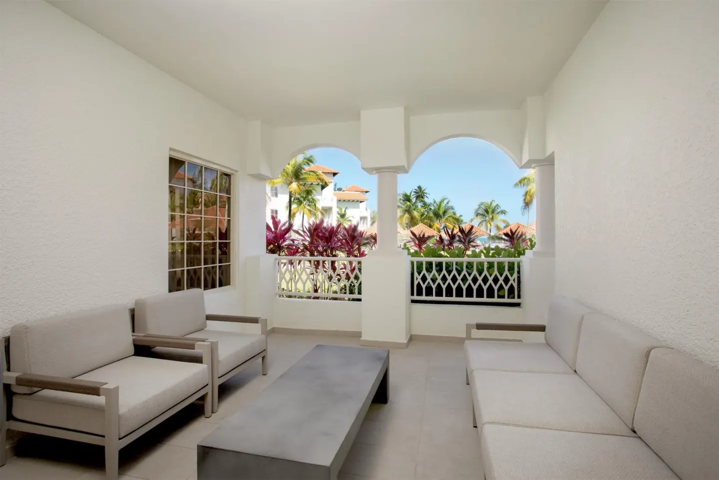 Premier Villa covered terrace with outdoor seating at Hyatt Regency Grand Reserve Puerto Rico.