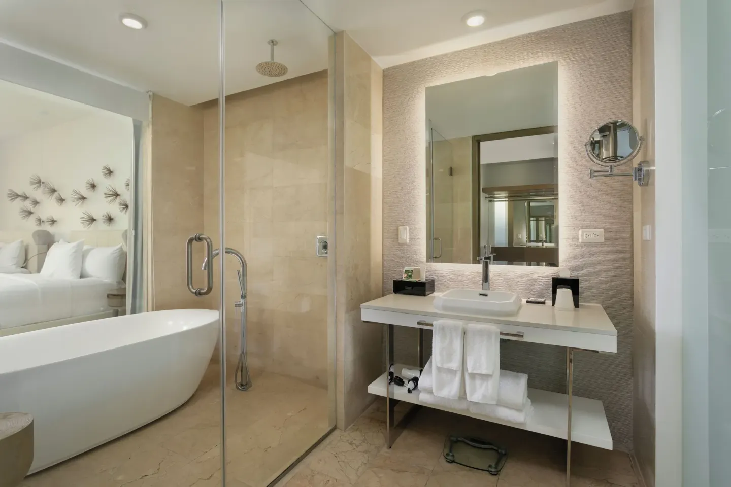 Premium Garden View bathroom with shower and vanity at Hyatt Regency Grand Reserve Puerto Rico.