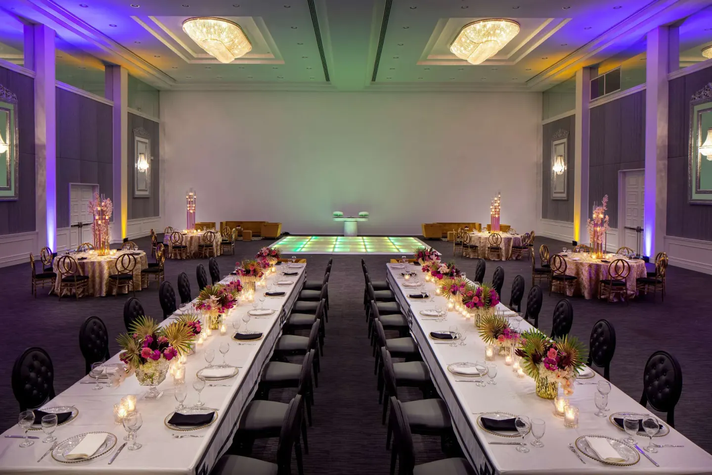 Ballroom dinner setup with dance floor at Hyatt Regency Grand Reserve Puerto Rico.