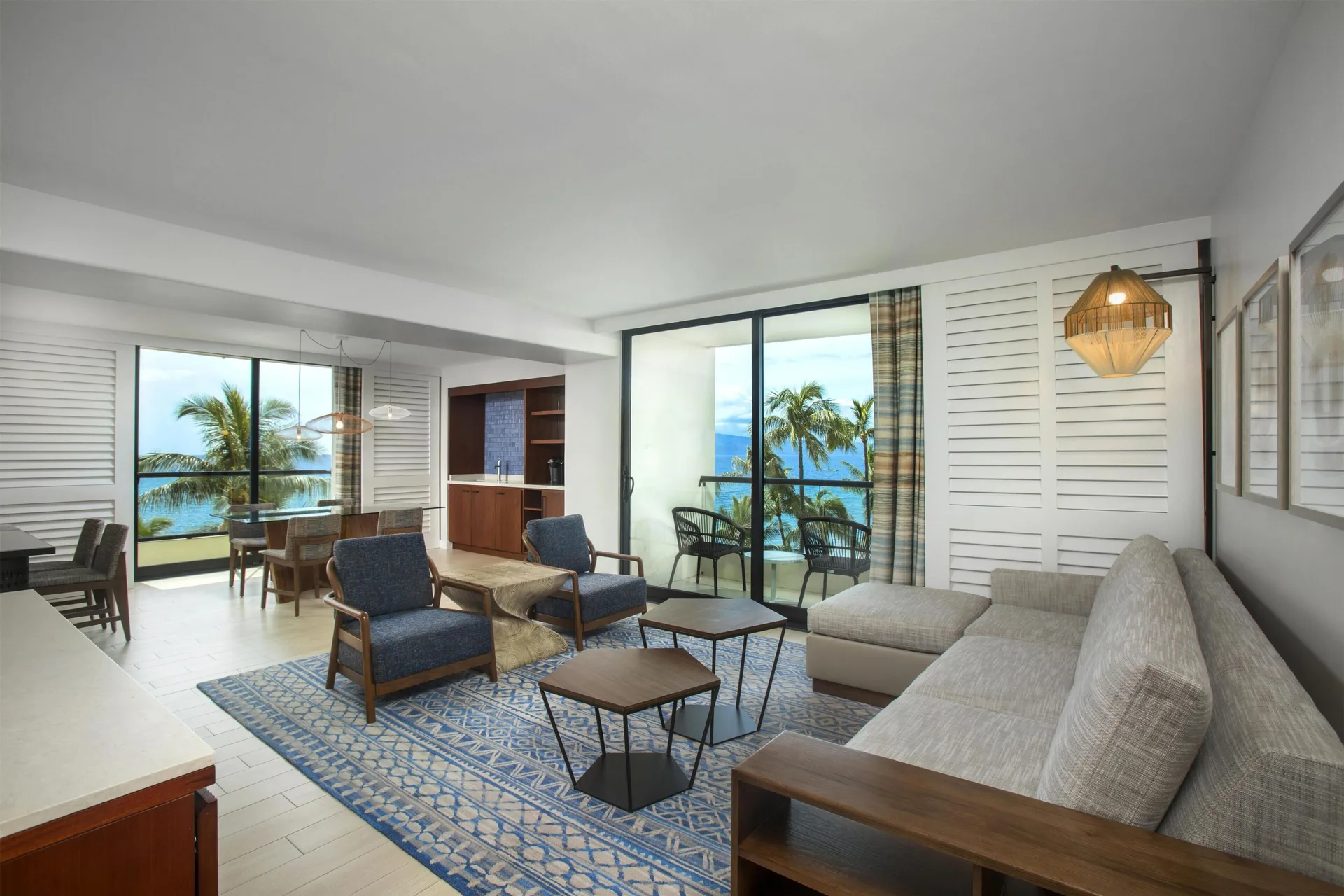 Ocean-view suite living and dining space at Hyatt Regency Maui Resort & Spa.