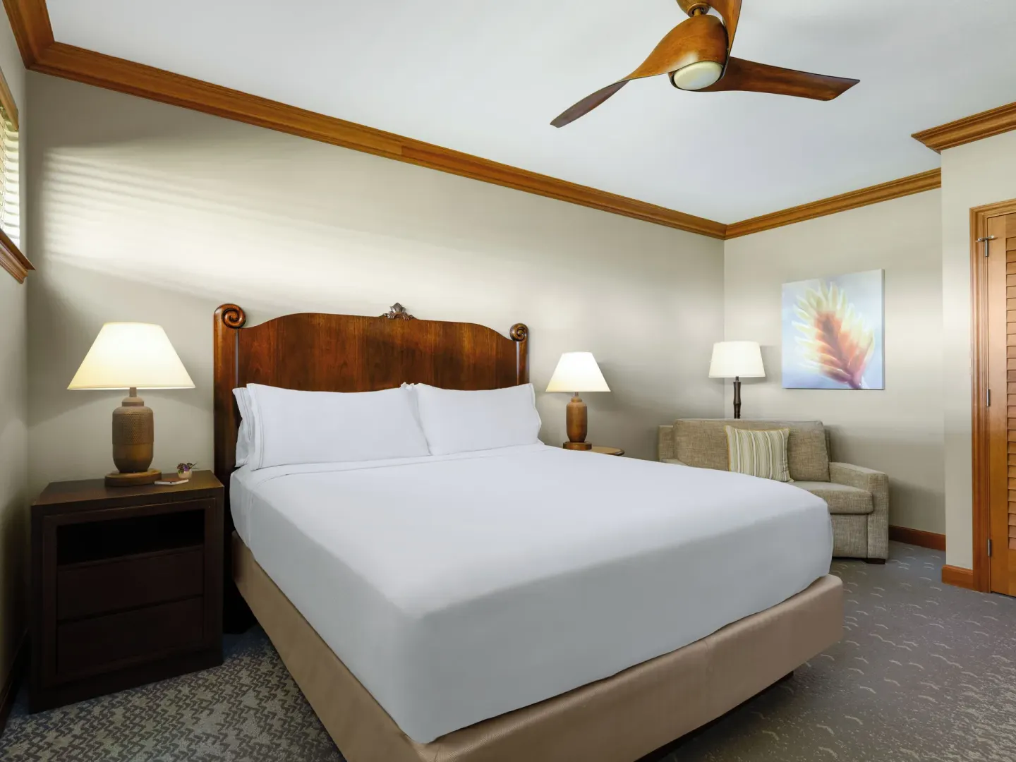 King bedroom in a two-bedroom ocean-view villa at Hyatt Vacation Club at Ka'anapali Beach.