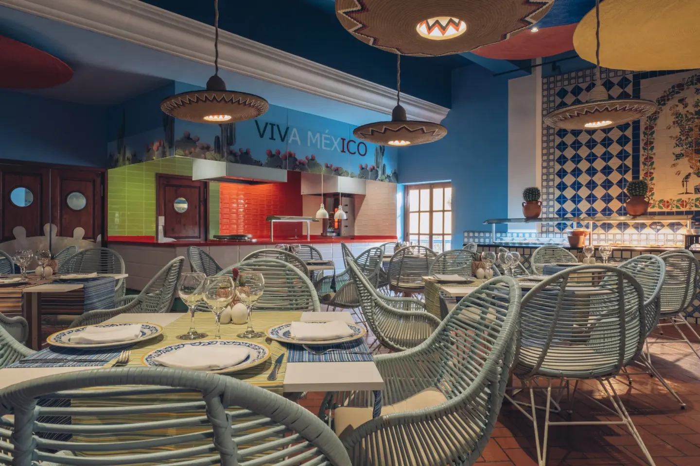 Mexican-themed restaurant dining room at Iberostar Selection Hacienda Dominicus.