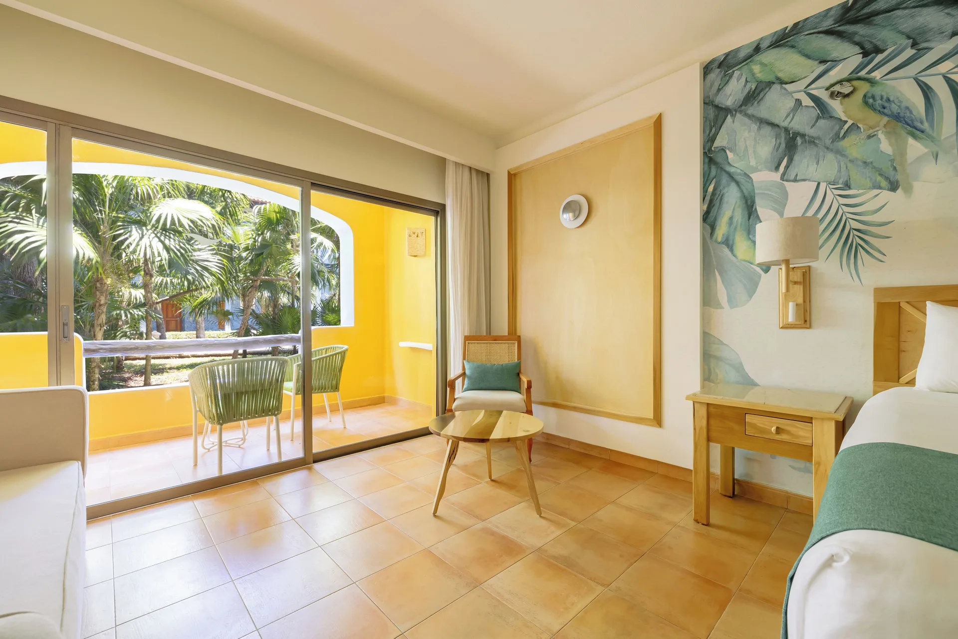 Premium Room near Beach seating area and balcony at Iberostar Selection Paraíso Lindo.