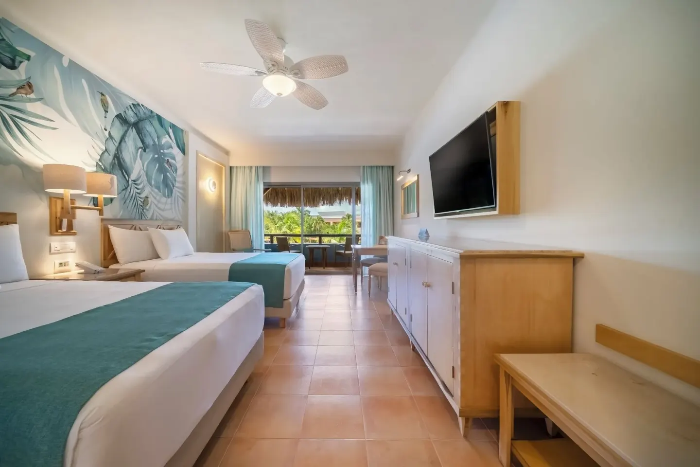 Premium Room with two beds and tropical-view balcony at Iberostar Selection Paraíso Lindo.