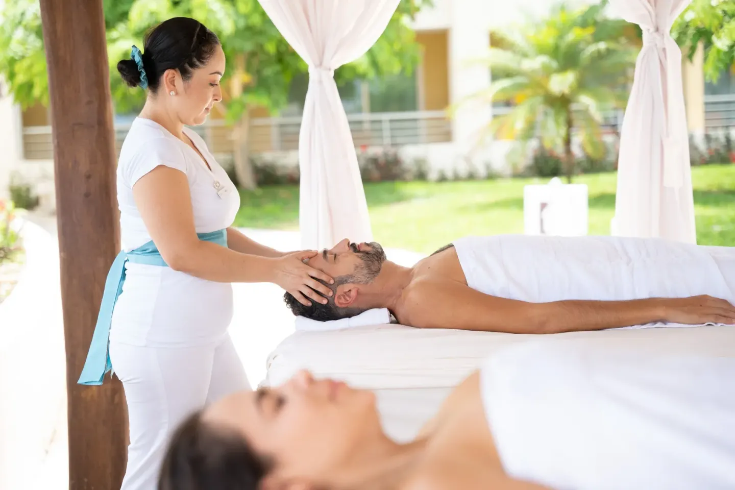 Outdoor head massage treatment at Iberostar Selection Playa Mita.