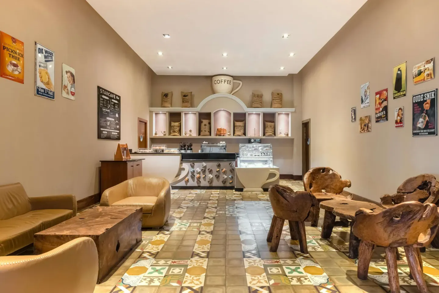 Starcafé seating area and coffee counter at Iberostar Selection Playa Mita.